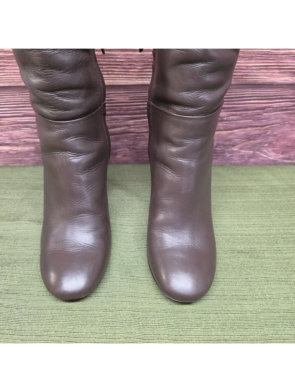Tory Burch Bowie Over the Knee Boots 8.5 Brown Tan Leather Block Heel
